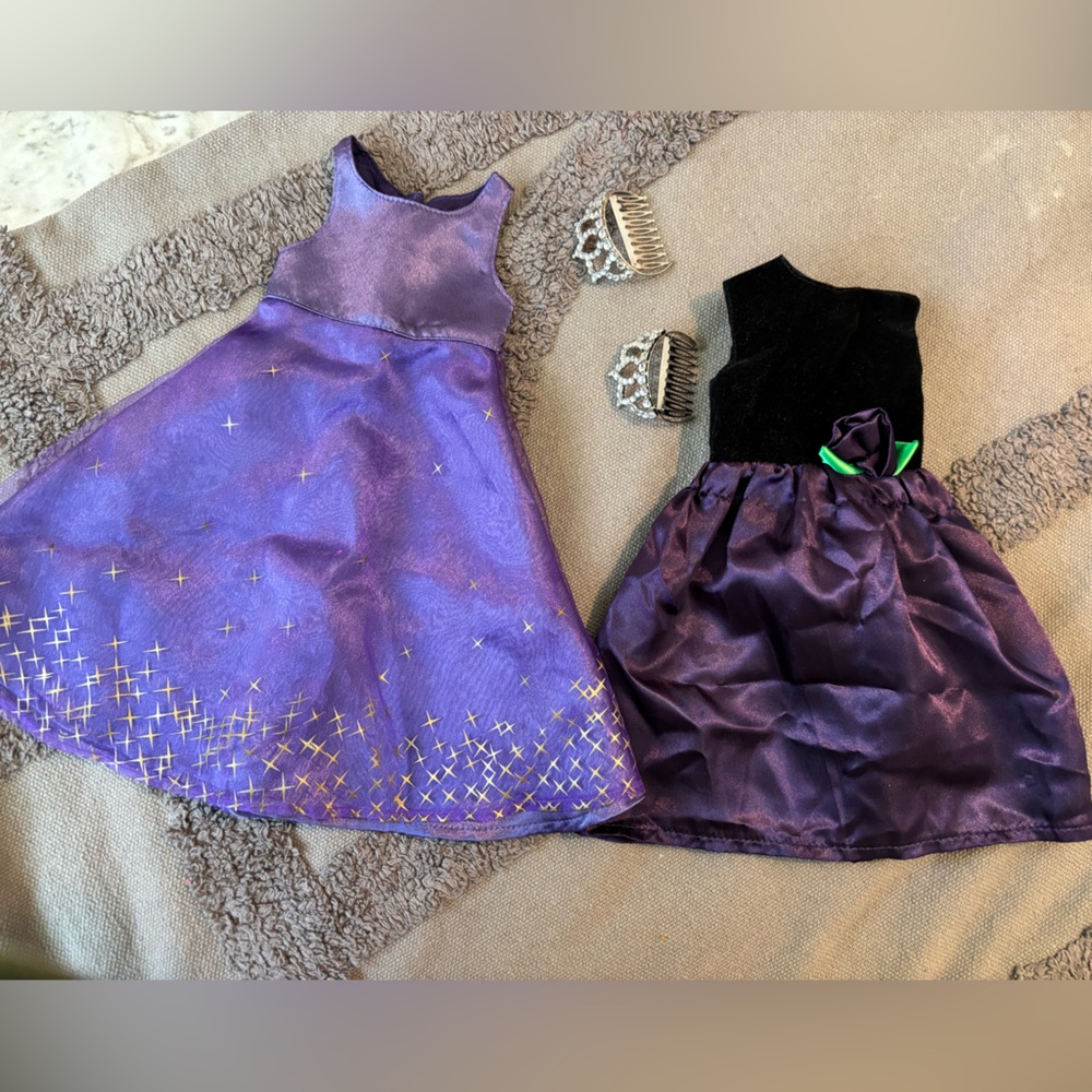 American girl bundle of 2 dresses and tiaras
